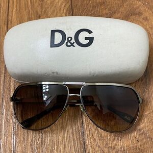 D&G Silver and Black Aviator Sunglasses